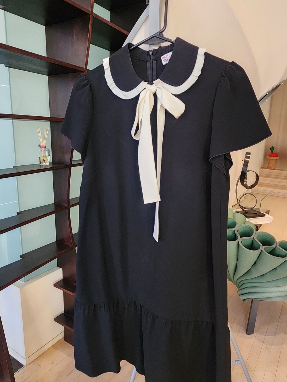 RED Valentino Black Mini Dress with White Bow Collar Size IT40 Small - Picture 4 of 9